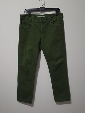 Vince The Straight Leg 5 Pocket Button Fly Jeans Denim Okra Green Sz 32